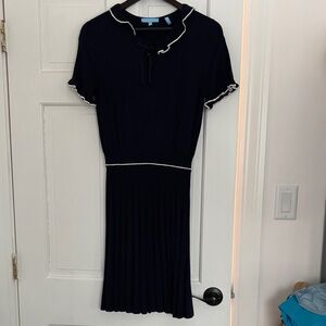 Draper James Navy Midi Dress with White Trim